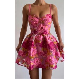 SHOWPO Brailey Mini Dress In Pink Jacquard
